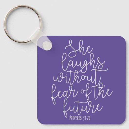 Porte-clés Proverbes, Elle rit sans crainte, Bible Verse (Recto)
