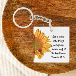 Porte-clés Proverbes tournesol 31:25 Bible Verse Christian