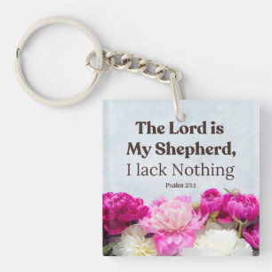 Porte-clés Psaume 23:1 Le Seigneur est Mon Berger Rose Floral