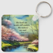 Porte-clés Psaume 23:2-3 Il restaure mon âme Bible Verse (Dos)