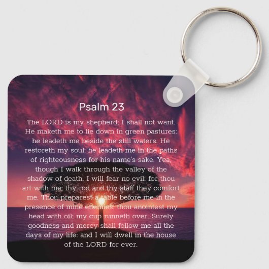Porte-clés Psaume 23 Bible Verse Sunset Tree (Dos)
