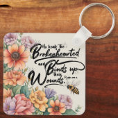 Porte-clés Psaumes 147:3 Bible chrétienne Verse Image (Verso)