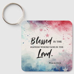 Porte-clés Psaumes 33:12 Béni est la Nation Bible Verse