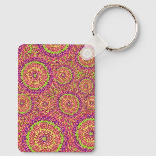 Porte-clés Psychedelic Neon Mandala Swirl Pattern (Verso)