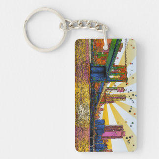 Porte-clés Psychedelic New York City : Brooklyn Bridge, WTC #