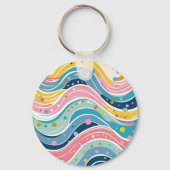 Porte-clés Psychedelic Pastel Rainbow Wave Design (Verso)
