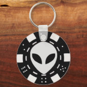Porte-clés puce de poker alien noir (Recto)