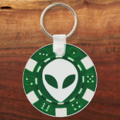 Porte-clés puce de poker alien vert (Recto)