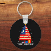 Porte-clés Puerto Rico Flag Tree Lights Christmas Pajamas -co (Recto)