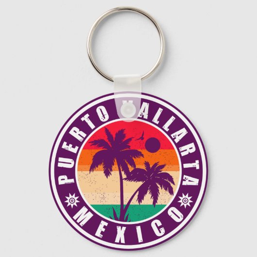 Porte-clés Puerto Vallarta Palm Tree Souvenir Rétro 80s (Recto)