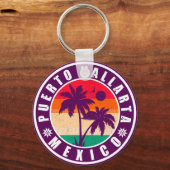 Porte-clés Puerto Vallarta Palm Tree Souvenir Rétro 80s (Recto)
