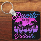 Porte-clés Puerto Vallarta Retro Sunset 80s Palm Trees (Recto)