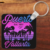 Porte-clés Puerto Vallarta Retro Sunset 80s Palm Trees (Verso)