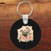 Porte-clés Pug bird cute dog funny pug  (Recto)