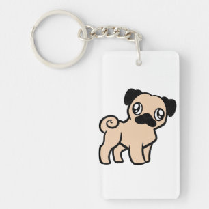 Porte-clés pug cartoon fauve