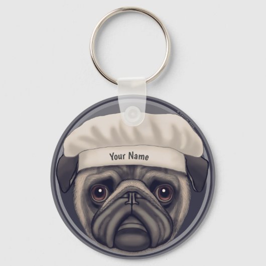Porte-clés Pug Chef (Recto)