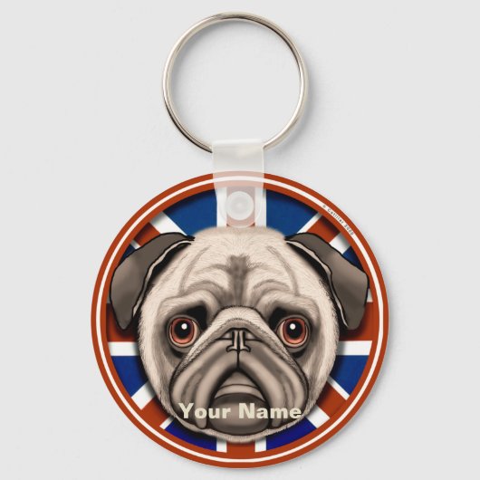Porte-clés Pug d'Angleterre (Recto)