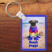 Porte-clés Pug de plage (Recto)