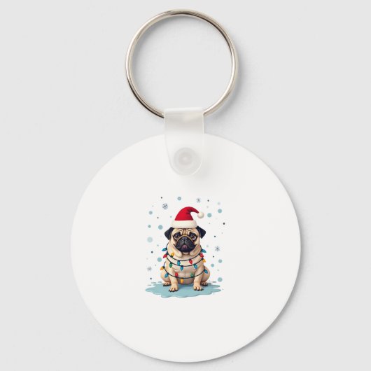 Porte-clés Pug Dog Christmas Men Women (3) (Recto)
