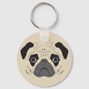 Porte-clés Pug Face Silhouette
