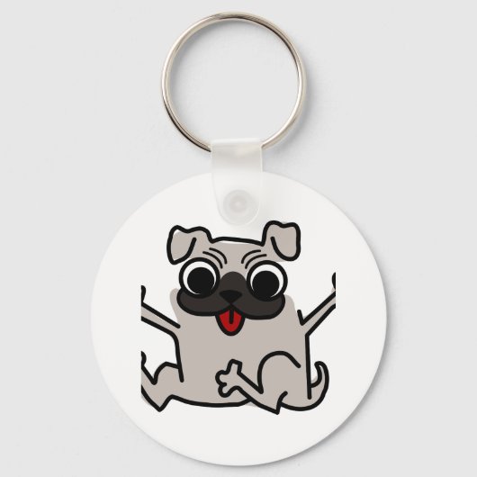 Porte-clés Pug heureux (Recto)