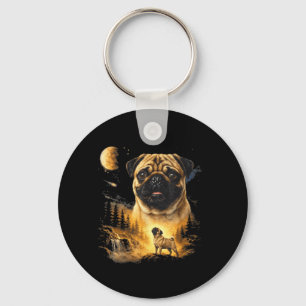Porte-clés Pug Hurle à la Lune Vintage 90s Drôle de Chien