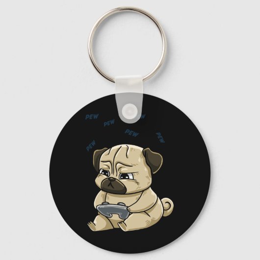 Porte-clés Pug Pew Manette Mignon Hob (Recto)