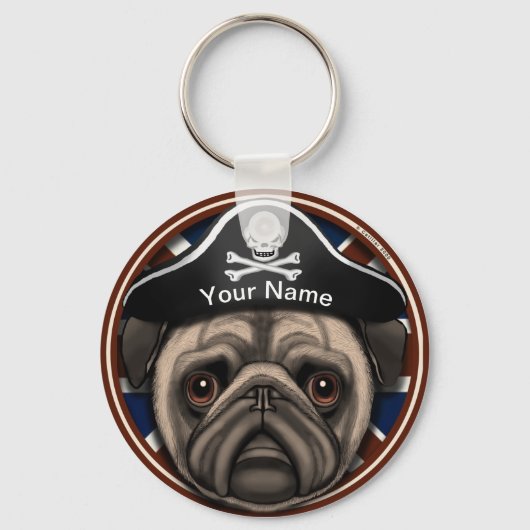 Porte-clés Pug Pirate (Recto)