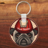 Porte-clés Pug pompier (Recto)