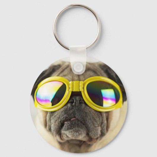Porte-clés Pug with Goggles (Recto)