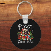 Porte-clés Puggy Christmas Pug Xmas Pug Santa Claus Pug (Recto)