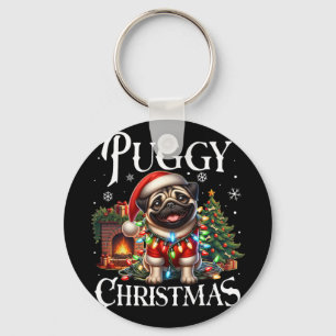 Porte-clés Puggy Noël Pug Xmas Pug Père Noël Pug