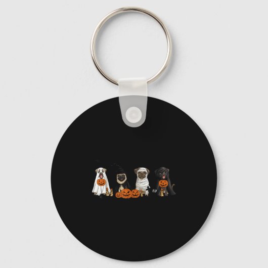 Porte-clés Pugs Dog Lovers - Pug Ghost Pug Witch Pug Hallowee (Recto)