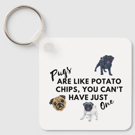 Porte-clés Pugs sont comme des chips – Drôle Pug (Recto)