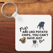 Porte-clés Pugs sont comme des chips – Drôle Pug (Recto)