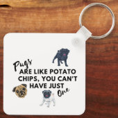 Porte-clés Pugs sont comme des chips – Drôle Pug (Verso)