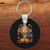 Porte-clés Pumpkin Christian Give Thanks To The Lord Floral F (Recto)