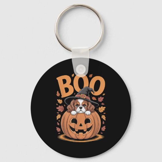 Porte-clés Pumpkin Halloween Cavalier King Charles Spaniel (Recto)