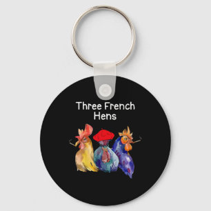 Porte-clés Pun de Noël drôle Trois poules françaises Puns de