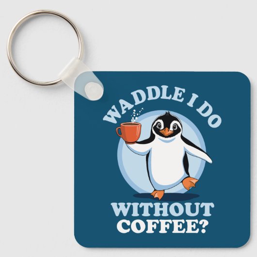 Porte-clés Pun de pingouin | Je fais sans café (Recto)