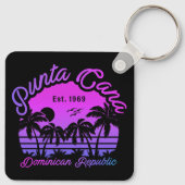 Porte-clés Punta Cana Dominicaine Palm Tree Retro Sunset 80s (Dos)