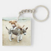 Porte-clés Puppies mignonnes jouer sur la plage (Dos)