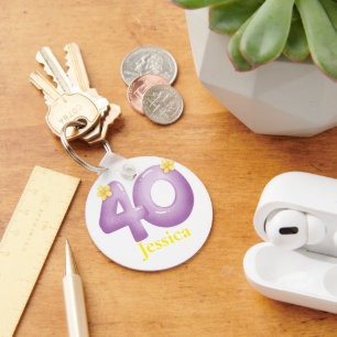 Porte-clés Purple 40e anniversaire Golfer cadeau, 40 ans élég