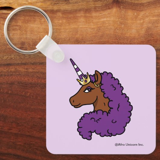 Porte-clés Purple Afro Unicorn (Recto)