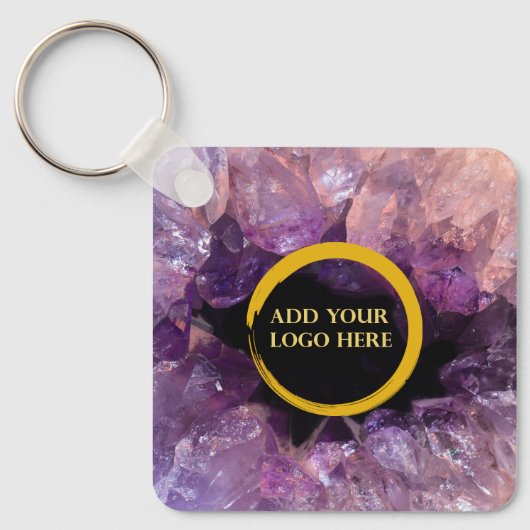 Porte-clés Purple améthyste gemstone ajouter le logo professi (Recto)