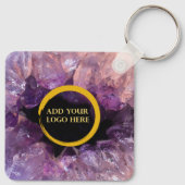 Porte-clés Purple améthyste gemstone ajouter le logo professi (Dos)