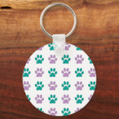 Porte-clés Purple and teal puppy paw prints (Recto)