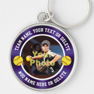Porte-clés Purple and White, Softball Cadeaux Idées pour les