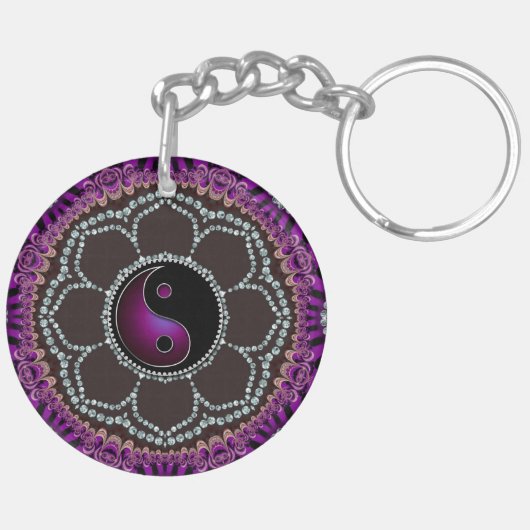 Porte-clés Purple Balance Énergie Yin Yang (Dos droit)