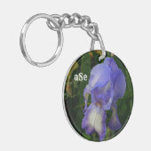 Porte-clés Purple Bearded Iris Floral Monogram Acrylic Keycha (Devant gauche)